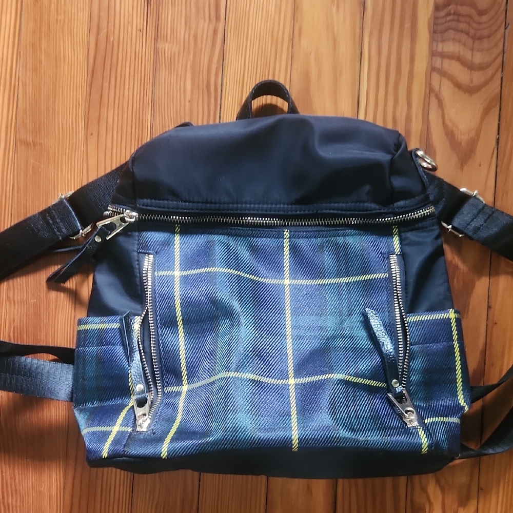 Plaid Nylon Backpack Purse